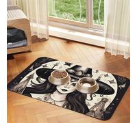 Magic Witch Witchcraft Tapis d'alimentation en cuir synthétique absorbant antidérapant pour chiens et chats Fond en caoutchouc