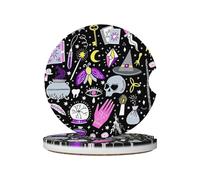 Magic Witchcraft Lot de 2 dessous de verre de voiture à motif bohème en céramique pour porte-gobelet de voiture et camionnette