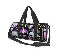 Magic Witchcraft Sac de voyage en toile imprimée Motif sorcellerie bohème Grande capacité pour le week-end d'affaires Voyage, Noir , Taille unique