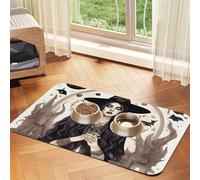 Magic Witchcraft Tapis d'alimentation absorbant antidérapant en cuir synthétique pour chiens et chats Fond en caoutchouc
