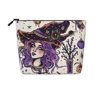 Magic Witchcraft Trousse de maquillage de voyage étanche en lin synthétique pour femme Motif sorcellerie bohème, Noir , Taille unique, Trousse de maquillage