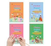 Magic Writing Book for Kids - Réutilisable Grooved Handwriting Practice Copybook Set pour préscolaire, maternelle, apprenez à écrire des lettres et des chiffres, tracé le manuel pour les
