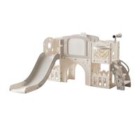 Magic ZC Bébé Toboggan et Auto Portante Toboggan Tout Petit grimpeur bébé Aire de Jeux Ensemble intérieur Ministre des Affaires étrangères Toboggans (XST-Grey White)