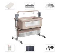 Magic ZC - Électrique Berceau Cododo - Lecteur Bluetooth et berceuse prédéfinie, Lit voyage bébé, lit bebe barreau 0-2ans(Beige)