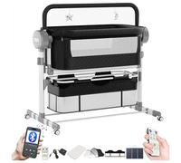 Magic ZC Électrique Bluetooth Intelligent Lit Cododo Bebe, Convertible Cododo Berceau Bébé Co-Sommeil, Télécommande Musique et 5 Vitesses Balancement, Pliable Lit Bebe avec Matelas (608 Black)