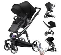 Magic ZC Électrique Intelligent Poussette Équipé de roues en PU, Poussette Bebe avec Conception Portable Pliable en Un Clic, Pousette avec Poussée Réversible Bidirectionnelle (WL8 Black)