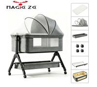 Magic ZC lit bébé cododo évolutif mode balançoire oscillant inclinaison 5° anti RGO roulettes silencieuses 0-2ans gris