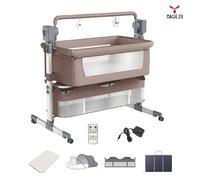 Magic ZC - Lit bébé-cododo - Hauteur réglable, matelas+moustiquaire+panier, 0-2 ans 80kg - BJJ-601-KHAKI