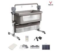 Magic ZC - Lit bébé- Lit cododo - Réglable hauteur, avec matelas, moustiquaire, panier, 0-2 ans (80kg)-LIGHTGREY