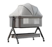 Magic ZC Lit Cododo Bebe, Convertible Cododo Berceau Bébé Co-Sommeil, Livré avec Un Grand Panier de Stockage et des Roues Mobiles, Pliable Lit Bebe avec Matelas (X3 Grey)