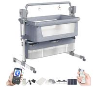 Magic ZC Lit d'appoint pour Bébé Lit Bébé de Convertible Multifonctionnel Portable Pliable Berceau à Balançoire pour avec Musique Bluetooth 5 Vitesses de Balancement Télécommande (Mid Grey-1)