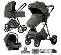Magic ZC Poussette 3 en 1, Pousette Bebe avec Mode Double Poussée Réversible, Pousette Citadine Nacelle Grande, Poussette Combinée Cadre en Alliage d'aluminium Pliable Haut Paysage (YV9 Deep Grey)
