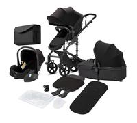 Magic ZC Poussette 3 en 1, Pousette Trio avec Conception Portable Pliable en Un Clic, Poussette Combinée avec Réversible Bidirectionnelle, Pousette Bebe avec Accessoires (588 Black)