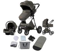 Magic ZC Poussette 3 en 1, Pousette Trio avec Conception Portable Pliable en Un Clic, Poussette Combinée avec Réversible Bidirectionnelle, Pousette Bebe avec Accessoires (V9 Deep Grey)