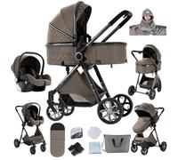 Magic ZC Poussette 3 en 1, Poussette Bebe avec Conception Portable Pliable en Un Clic, Pousette 3 en 1 avec Poussée Réversible Bidirectionnelle, Poussette Canne avec Accessoires (YV9 Chocolate)