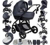 Magic ZC Poussette 4 en 1, Poussette Bebe avec Conception Portable Pliable en Un Clic, Pousette 4 in 1 Poussée Réversible Bidirectionnelle, Pousette Canne avec Accessoires (V7 Deep Grey)
