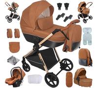 Magic ZC Poussette 4 en 1, Poussette Bebe avec Conception Portable Pliable en Un Clic, Pousette 4 in 1 Poussée Réversible Bidirectionnelle, Pousette Canne avec Accessoires (V7 Caramel)