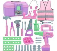 Magic4U Ensemble d'outils pour enfants, 31 pièces, boîte à outils pour enfants, jouets avec marteau électrique, jouet de construction pour filles et garçons âgés de 3 à 8 ans