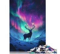 Magical Aurora Deer Nature Puzzle 1000 Pièces Cadeau Unique Jeu Éducatif Défi Jouet À De Qualité Supérieure Peinture Art pour Adultes Et Enfants 1000pcs (75x50cm)