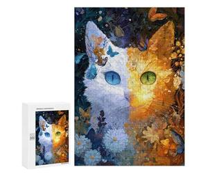Magical Bi-Color Cat with Butterflies -1 Puzzle 1000 Pièces Educa Jouet en Bois Cadeau Unique Décoration Intérieure Jeu Éducatif Challenge Toy Adultes Et Enfants À Partir De 14 Ans 300 PCS
