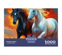 Magical Black Horse Galloping Through Mountain River Papier De Qualité Supérieure Jeu Cérébral Amusant, Parfait pour La Détente du Soir Et Les Activités D’intérieur 70x50cm/1000pcs