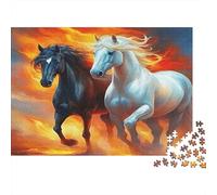 Magical Black Horse Galloping Through Mountain River Puzzles 1000 Pieces Cadeau Unique Jeu Éducatif Challenge Toy À De Qualité Supérieure Peinture Art pour Adultes Enfants 38x26cm/1000pcs