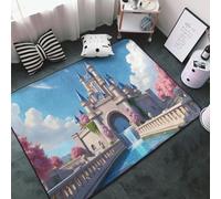 Magical Blue Castle-C - Tapis imprimé château C pour salon, chambre à coucher, tapis doux lavable de 0,9 x 1,5 m, tapis antidérapant pour décoration de chambre à coucher, esthétique 152,4 x 99,1 cm