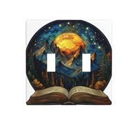 Magical Book Majestic Mountain Landscape Double Gang Toggle Plaque murale Interrupteur Décor Taille standard - 11,4 x 11,4 cm