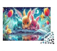 Magical Bunnies Puzzle 1000 Pièces pour Hommes | Jeu Défi et Décompression Trois Lapins avec de Grandes Oreilles Cadeau Décoration Intérieure 38x26cm/1000pcs