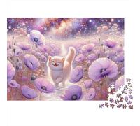 Magical Cat in Flower Field Puzzles 1000 Pièces Cadeau Unique Jeu Éducatif Défi Jouet À De Qualité Supérieure Peinture Art pour Adultes Et Enfants 70x50cm/1000pcs