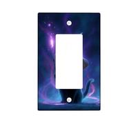 Magical Cat Plaque de protection pour interrupteur Motif ciel nocturne enchanté Plaques murales thermoplastiques Taille standard