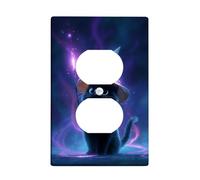 Magical Cat Plaque de protection pour interrupteur Motif ciel nocturne enchanté Plaques murales thermoplastiques Prise duplex simple de taille standard