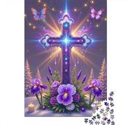 Magical Cross Art 1000Pc for The Whole Family Enchanted Cross with Butterflies for Women, Gifts for Men & Adults 38x26cm 1000pcs
