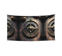 Magical Design Bannière imprimée boussole runes nordiques - 177,8 x 88,9 cm - Bannière de fête de vacances de Noël - 180 x 90 cm