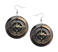 Magical Design Boucles d'oreilles en cuir avec motif runes nordiques boussole pour femme - Boucles d'oreilles créoles pendantes, parfaites pour les fêtes costumées et les accessoires de filles, taille