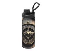 Magical Design Bouteille d'eau en acier inoxydable avec boussole et runes nordiques - 532 ml - Tasse isotherme durable pour la course, la randonnée, le cyclisme et l'alpinisme