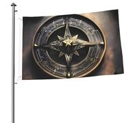 Magical Design Drapeau boussole avec runes nordiques 61 x 91 cm Impression double face Drapeau de jardin Drapeau de cour pour l'extérieur Drapeaux de vacances Bannière cadeau avec œillets Toile de