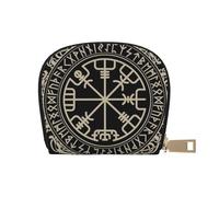 Magical Design - Étui portefeuille en cuir avec fermeture éclair pour cartes de crédit et boussole nordique, pour homme et femme, petit portefeuille pour voyage, blanc, Taille unique