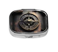 Magical Design Mini pilulier carré Motif runes nordiques boussole Peut être mise dans un portefeuille ou une poche pour ranger une variété de petits objets