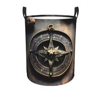 Magical Design Norse Runes Boussole Panier circulaire Organiseur de jouets Panier à linge sale Panier à linge pliable pour chambre à coucher Salle de bain