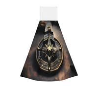 Magical Design Norse Runes Compass Coral Fleece Hand Towel Super Absorbant Hanging Kitchen Towel Kids Adult Bathroom Kitchen Towel Hanging Hand Towel