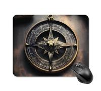 Magical Design Tapis de souris avec motif boussole et runes nordiques avec bords cousus, tapis de souris en tissu lavable, tapis de souris en caoutchouc antidérapant, design parfait pour les jeux
