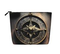 Magical Design Trousse de maquillage style chanvre Runes nordiques boussole - Pochette de rangement étanche pour produits de toilette de voyage et rangement quotidien