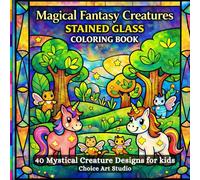 Magical Fantasy Creatures Stained Glass Coloring Book for Kids Ages 4-10: 40 Adorable Mystical Creature Designs | Unicorns, Dragons, Phoenix & More | Perfect Gift for Kids
