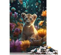 Magical Floral Lion Cub Puzzle 1000 Pièces Educa Jouet en Bois Cadeau Unique De l'art De La Décoration Jeu Éducatif Challenge Toy Adultes & Enfants des 14 Ans 1000pcs (38x26cm)