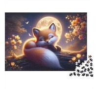 Magical Fox Moonlit Night Puzzles 1000 Pièces Cadeau Unique Jeu Éducatif Défi Jouet À De Qualité Supérieure Peinture Art pour Adultes Et Enfants À Partir De 12 Ans 52x38cm/1000pcs