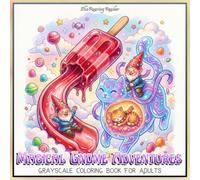Magical Gnome Adventures Grayscale Coloring Book: 52 Cozy Fantasy Adventures Featuring Adorable Gnomes Riding Magical Creatures Through Giant Flowers, ... Worlds for Relaxation and Creativity