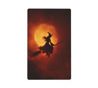 Magical Halloween Witch on a Broomstick Single Toggle Blank Wall Plate Light Switch Cover Decorative 1 Gang for Kitchen Room Bathroom Size 11.4 x 7 cm