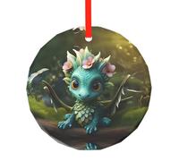 Magical Little Menglong Pendentif de Noël rond en verre, décoration d'arbre de Noël, cadeau d'anniversaire