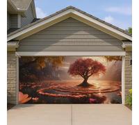 Magical Nature Housse de porte de garage fantastique, grand arbre en fleurs, décoration de paysage printanier extérieur, 397 x 180 cm